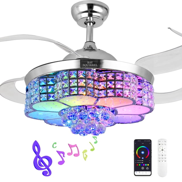 Ventilador de techo BAYSQUIRREL con Bluetooth y luz RGB de 6 velocidades