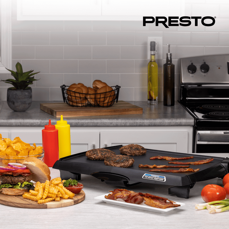 Presto Tilt'nDrain Big Kitchen Electric Griddle 07046, Cool-Touch