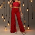 thumbnail image 4 of Pantalones ajustados de cintura alta de verano para mujer, pantalones de pierna ancha casuales de moda con lentejuelas de colores europeos y americanos para mujer, 4 of 6