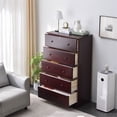 thumbnail image 3 of Better Home Products Isabela Commode en Bois de Pin Massif à 5 Tiroirs en Acajou, 3 of 8