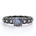 thumbnail image 1 of JeenMata Anillo de Compromiso Gótico de Inspiración Victoriana con Diamante Natural de Sal y Pimienta de Talla Redonda de 1,10 Quilates Tallado a Mano en Oro Negro de 18 K sobre Plata, 1 of 6