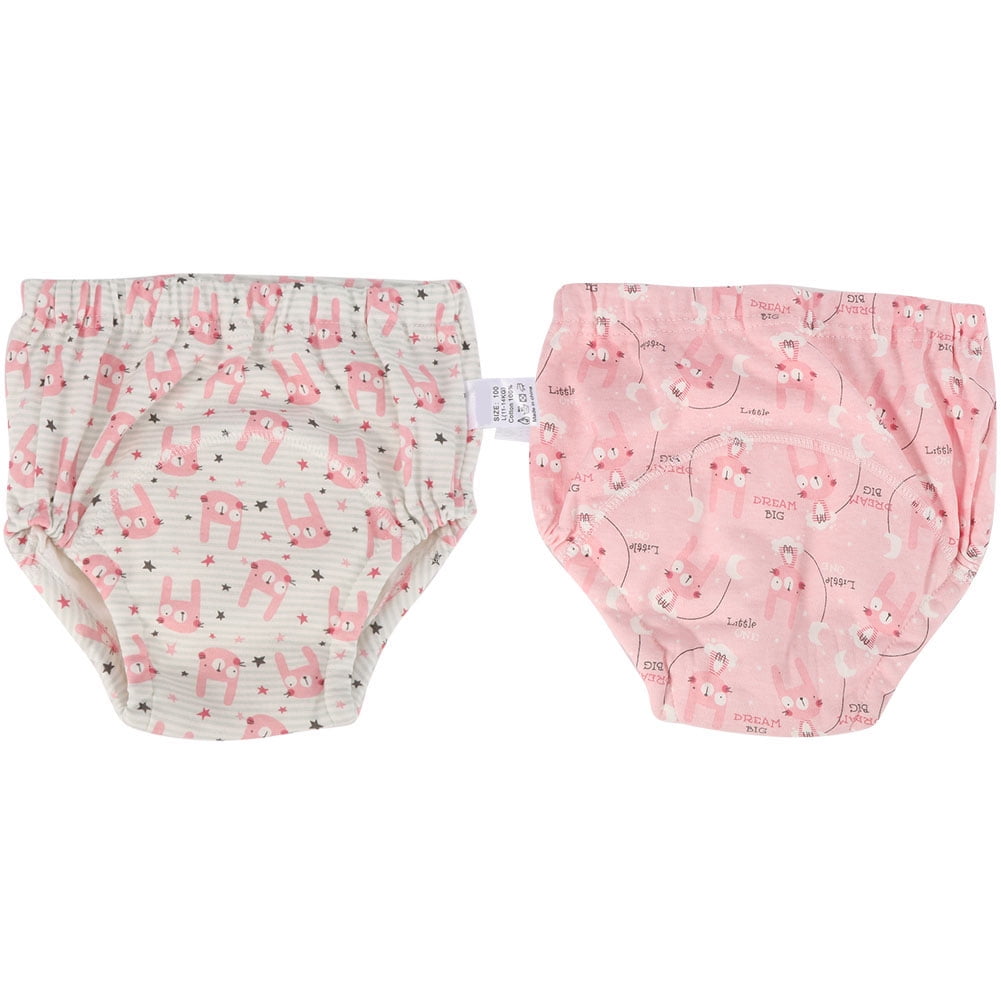 NFTIGB Premium Reusable Baby Cotton Pee Potty Training Underwear Pants 2-Pack, Gentle Absorbent and Washable Infant Training Undershirt Diapering Solution for Toddlers (1# L, 10 inches / 25.4 cm)