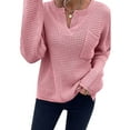 thumbnail image 3 of Innerwin Knitted Sweaters Long Sleeve Women Sweater Work V Neck Knitwear Pullover Pink S, 3 of 4