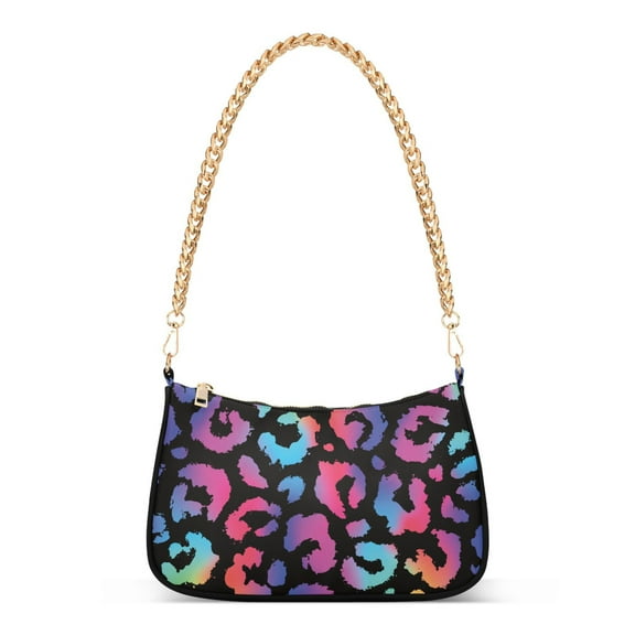 Multicolor Leopard Womens Chain Shoulder Bag Tote Handbag Clutch Hobo Purse with Zipper for Travel Casual