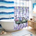 thumbnail image 5 of No Hook Shower Curtain, Purple Flowers Shower Curtains for Bathroom with See Through Top Window, Weeping Spring Floral Truck Butterfly Checkered Waterproof & Washable Bath Curtain Small Stall 36"x78", 5 of 9