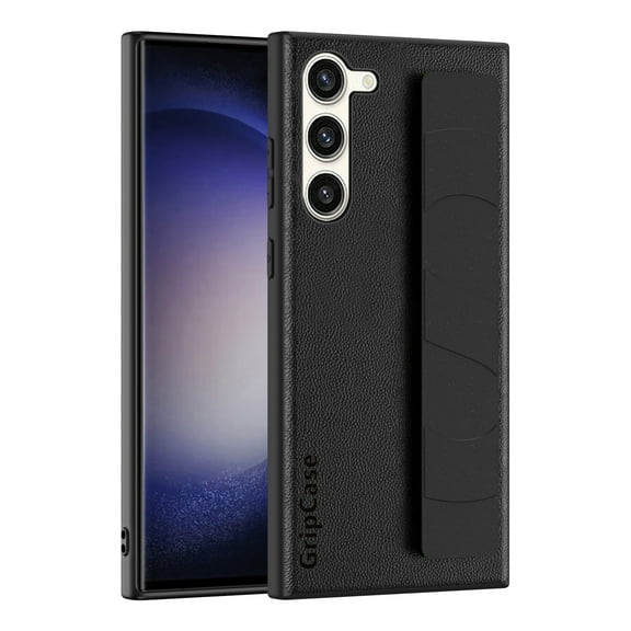 Mantto PU Leather Texture Slim Case for Samsung Galaxy S23, Wrist Hand Strap Grip Cover, PU Leather TPU Bumper Shockproof Anti-Scratches Wristband Case for Samsung Galaxy S23,Black