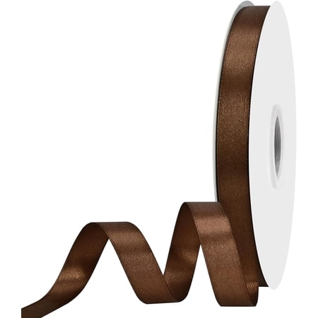 5/8 inch Wide 100 Yards Double Face Brown Satin Ribbon Fabric Ribbon for Gift Wrapping Very Suitable for Weddings Decoration Bouquet Balloons Arts Craft Sewing Hair Bow Invitation