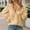 Yellow, variant on Womens Button Down Shirts Summer Long Sleeve Ruffle Neck Fashion Blouses Dressy Casual Plaid Business Work Tops