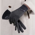 thumbnail image 2 of Women's Winter Suede Gloves with Sensitive Screen Texting Fingers, Fleece Lined, Windproof and Warm, Plus Velvet Thickened Ladies Riding and Driving Gloves, Gray, 2 of 7