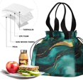 thumbnail image 4 of Teal Gold Marble Drawstring Lunch Bag Women - Drawstring Lunch Bag Insulated for Work Office - Stain-Resistant Large Lunchbags for Women with Multi-Pockets, 4 of 6