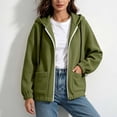 thumbnail image 6 of WIZUTIZ Women's Solid Color Zip Up Hoodie Drawstring Hood Pockets Long Sleeve Casual Jacket Lightweight Fall Spring Outerwear, 6 of 7