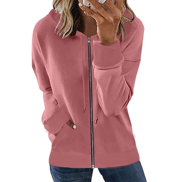 Puntoco Mujeres Casual Sólido Con Capucha Manga Larga Cremallera Cordón Camisas tops Abrigo Liquidación Puntoco Puntoco-1606