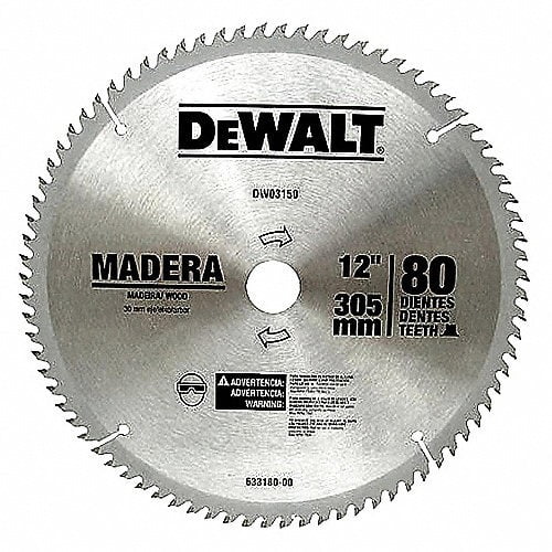 Disco Sierra Madera 12 X 80 Dientes Flecha 30mm DeWalt DWA03150