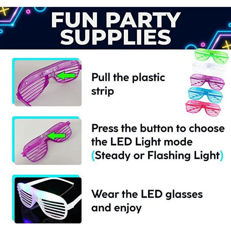 130pcs Glow In The Dark Party Supplies, LED Light Up Toys Neon Party  Supplies With 10 Pair Flashing Glasses, 100pcs Glow Sticks, 20pcs Finger  Lights C