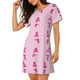 thumbnail image 2 of Fotbe Pink Scarf Snowman Bata de Dormir para Mujer con Estampado, Camisón de Algodón de Manga Corta, Ropa de Dormir Casual, 2 of 6