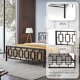 thumbnail image 4 of Queen Size Metal Bed Frame with Vintage Rectangle Design Headboard and Footboard,No Box Spring Required,Noise-Free,Brown, 4 of 6