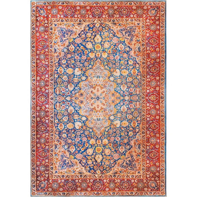 Unique Loom Revival Floral Border Rug 8' 4 x 12' Rectangle Navy Blue/Red