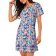 thumbnail image 2 of Easygdp Cartoon colorful cute cat Camisón de manga corta para mujer, informal, estampado, 2 of 6