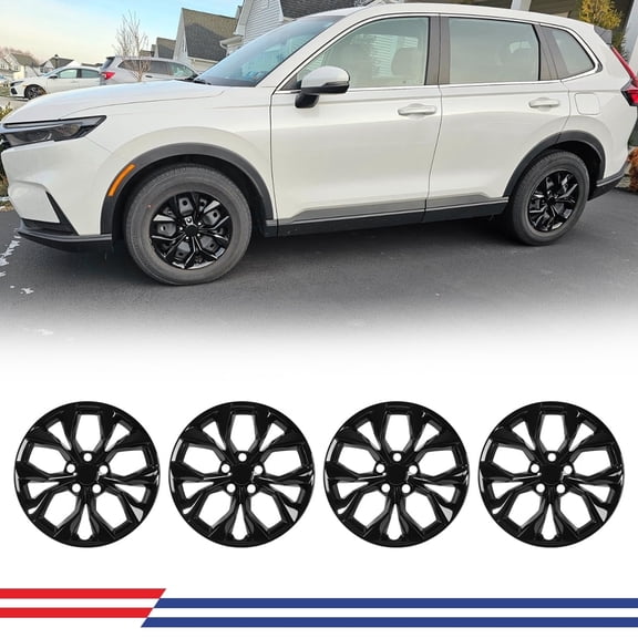 (4Pcs/Set)17" Hubcaps Steel Wheel Rims Cover Fit for 2023-2025 Honda Cr-V Lx Model PP Material Snap on Installation(17-inch,Black Lacquer)