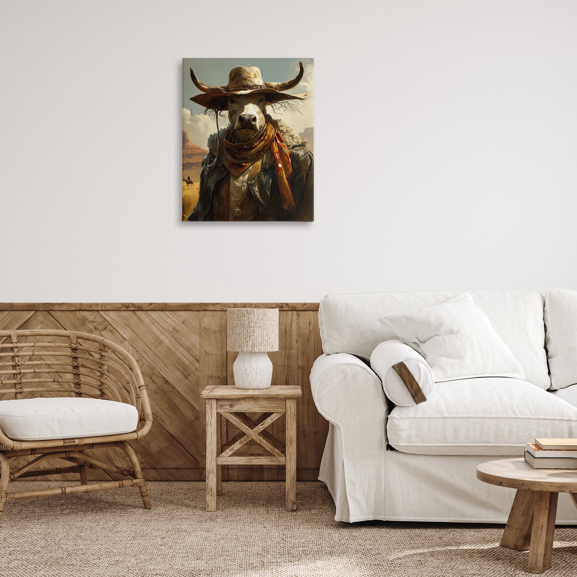 Stupell Industries Rustic Cattle Cowboy Novelty Painting Gallery Wrapped Canvas Art Print Wall Art, 24 x 30