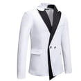 thumbnail image 2 of Wrtxtat Men's Tuxedo Jacket Slim Fit Two Button Notched Lapel Blazer with Pockets Fashion Solid Color Prom Wedding Party Sport Coats White L, 2 of 8