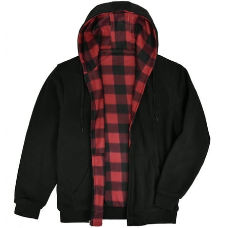 Victory Outfitters Men's Reversible Hooded Buffalo Plaid Fleece Jacket