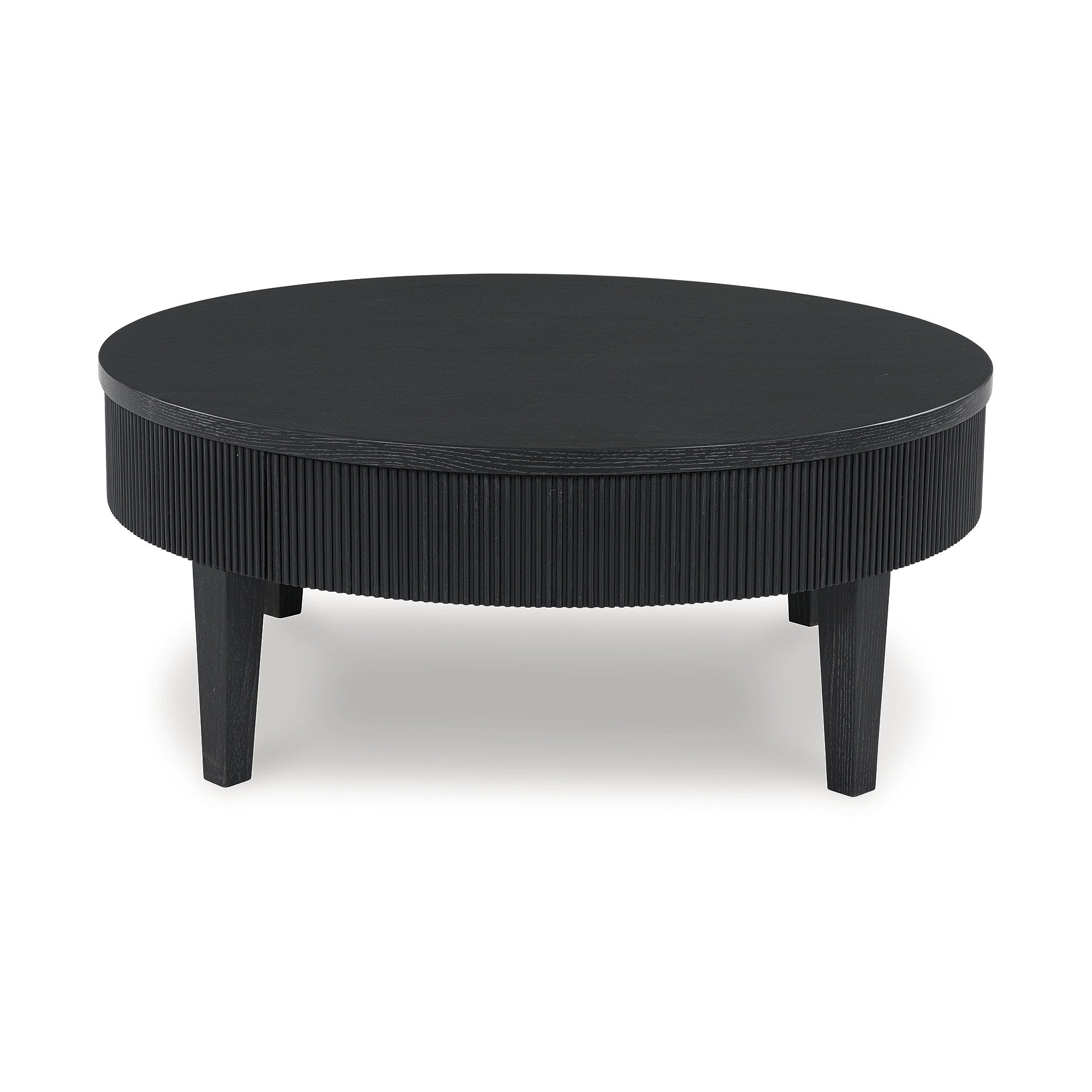 Signature Design by Ashley Marstream Round Coffee Table with Storage Drawers, Modern Farmhouse, Black
