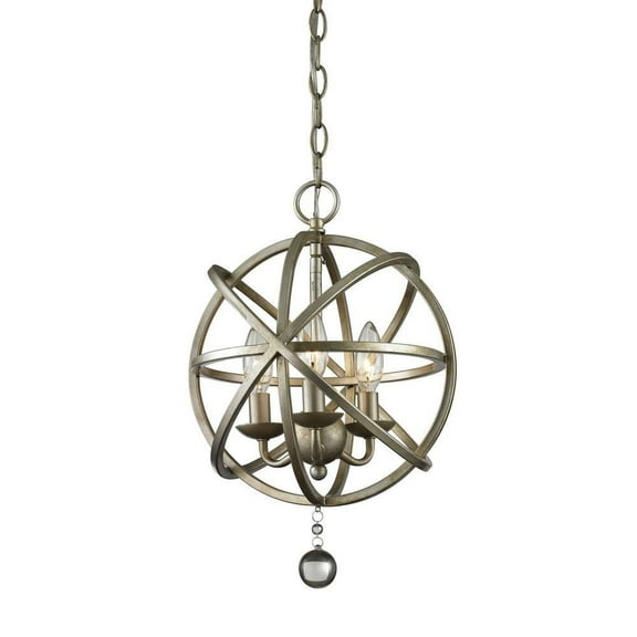 3 Light Pendant in Metropolitan Style 12 inches Wide By 17 inches High-Antique Silver Finish Bailey Street Home 372-Bel-1776903