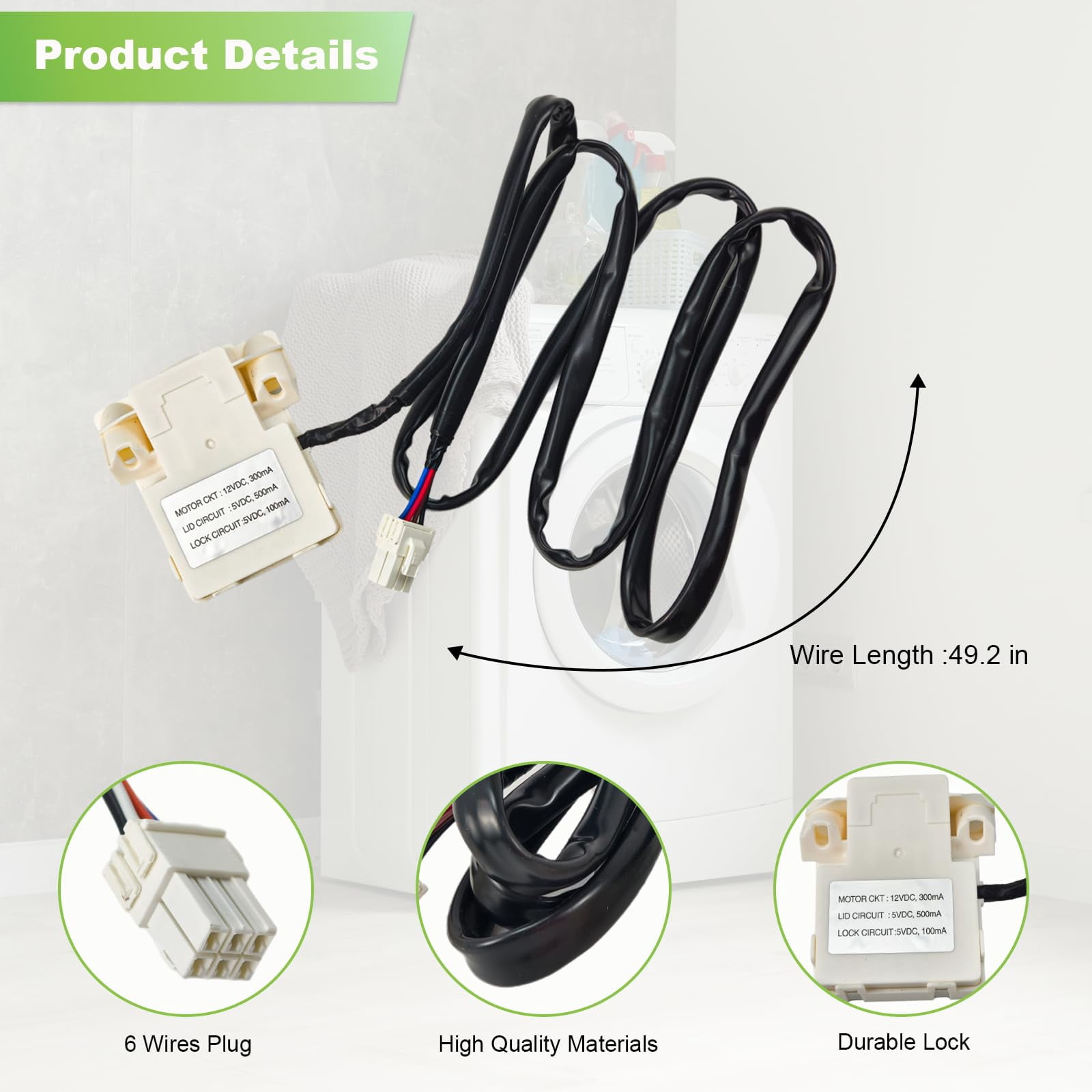 EBF61674802 EBF60665201 Washer Lid Lock Switch Replacement for L.G and Ken.more Washing Machine Replaces PS8751171, AP5785599, 2703681, EAP8751171