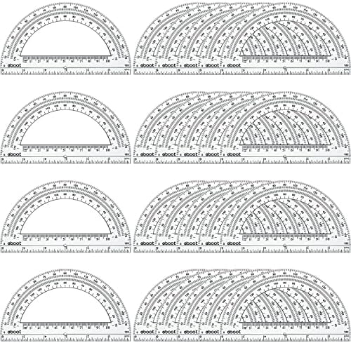 Tekola 24 Pack Plastic Protractors Math Protractor 180 Degrees 6 Inch (Clear)
