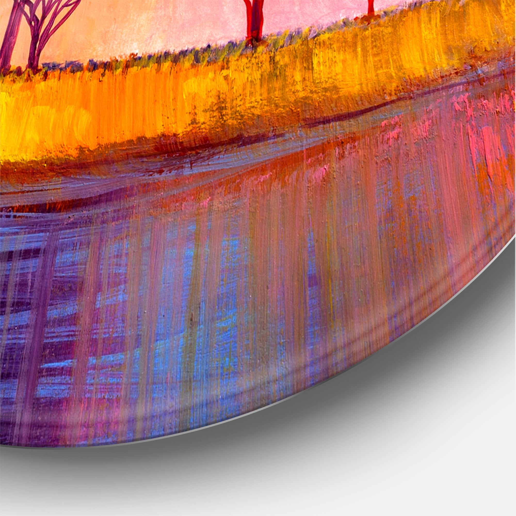 Designart 'Autumn Colorful Fantasy Trees I' Modern Circle Metal Wall Art 23x23 - Disc of 23