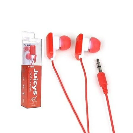 Cherry Headphone - Vibe VS-060-RED Juicys Comfort 3.5mm Earbud Stereo Headphone - Cherry Red