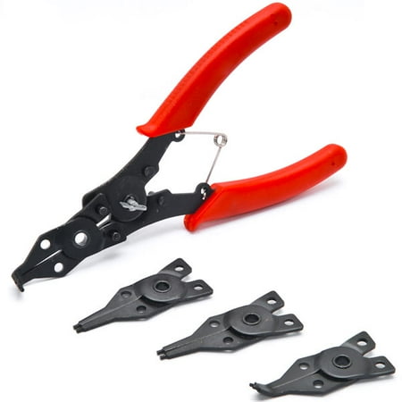 Range Combination Pliers (Biltek 4 in 1 Snap Ring Pliers Plier Set Circlip Combination Interchangeable Retaining Clip Tool Kits External + Internal Retaining Multiple)