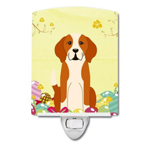 Caroline's Treasures BB6110CNL Easter Eggs English Foxhound Ceramic Night Light, 6x4x3", multicolor