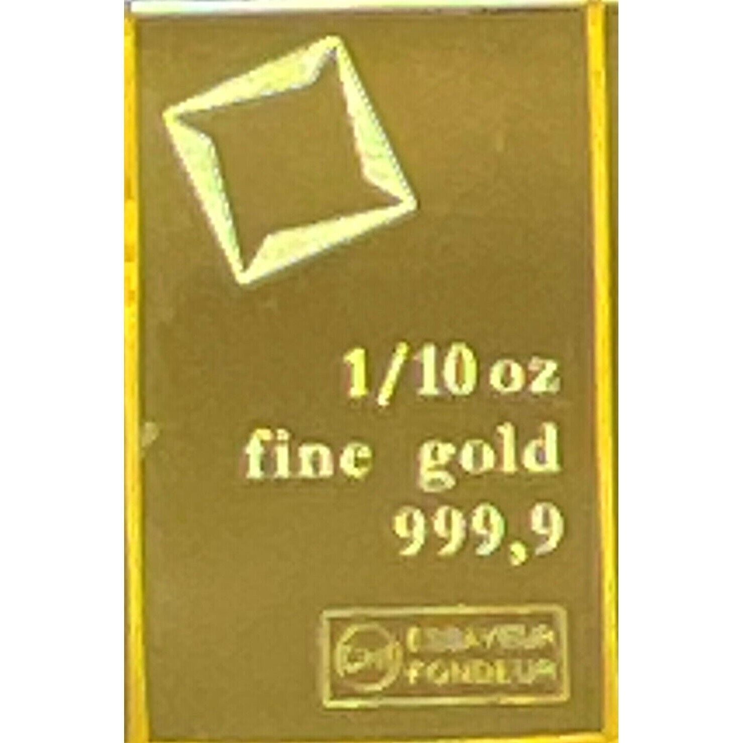 1/10th oz Gold Valcambi Suisse CombiBarâ„¢ .9999 Fine Gold