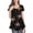 Black, variant on Womens Floral Printed Tunic Tops Short Sleeve Swing Blouse Shirt