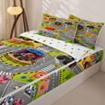 thumbnail image 3 of Manfei Cartoon Car Zipper Twin Comforter Sets with Fitted Sheet and 2 Pillowcases,Cute Kid Art Zipper Bedding Set,Gray,Polkadot Reversible,4pcs, 3 of 8