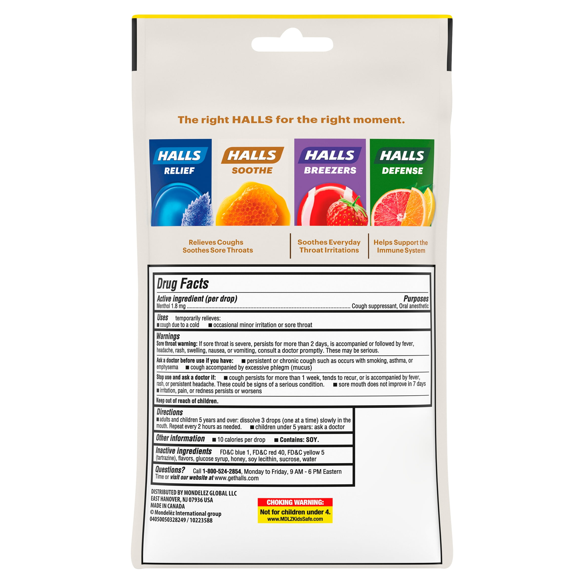 Halls Honey Cough Drops, 40 Pcs