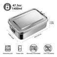 thumbnail image 4 of 47oz Bento Box, Stainless Steel Lunch Box for Teens, Metal Bento Box with 2 Flexible Compartments, 1400ml Lunch Box,1 x Bento Box 2 x Flexible Compartments,Silver, 4 of 7