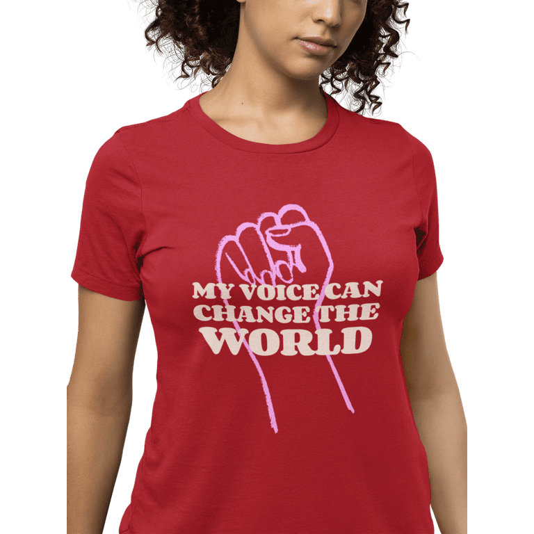 My Voice Can Change Feminist Quote Art T-Shirt Short Sleeve Tee (Canvas Red M) Walmart.com