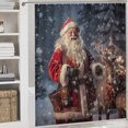 thumbnail image 5 of Santa Claus Reindeer Vintage 4PCS Shower Curtain Sets with Rugs with Non-Slip Bath Mat Toilet Rug，72" X 72", 5 of 8