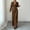 Coffee, variant on Womens Two Piece Outfit Long Sleeve Breasted Blazer High Waist Straight Leg Pants formal Business Suit Khaki XL(XL)