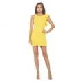 thumbnail image 3 of Yellow Large Size Women's Sleeveless Mini Cocktail Dress, One Shoulder Ruffle Bodycon Sexy Going Out Party, Spring Summer 2024, 3 of 6