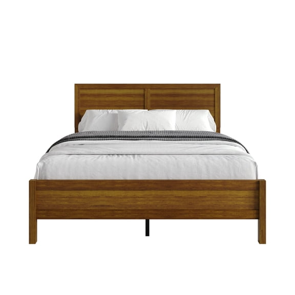 Home Design Norton Wood Twin Platform Bed With Slats Support, No Box Spring Required, Brown, Easy Assembly