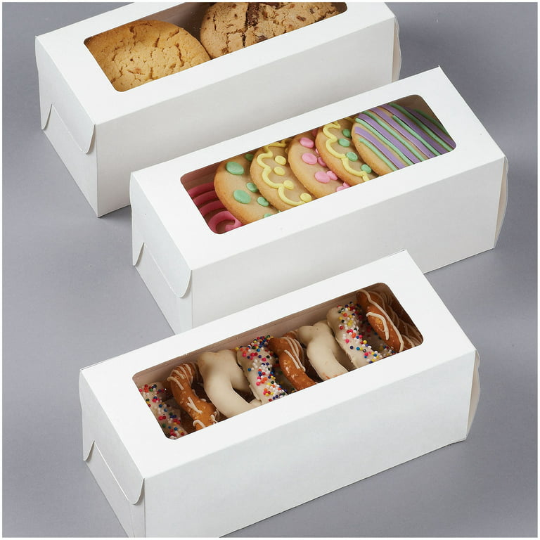 Window Cookie Tin Boxes - Rectangle Tins with Windows - In Stock Wholesale