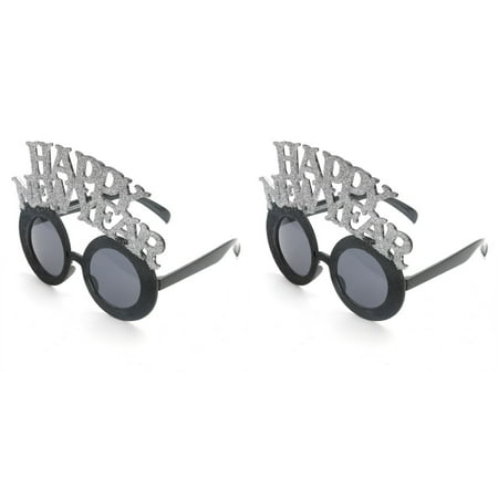 BERTDOMD 2pcs Happy New Year Glasses Photo Booth Props Celebration Party Favor Accessories Festival Supplies Decoration