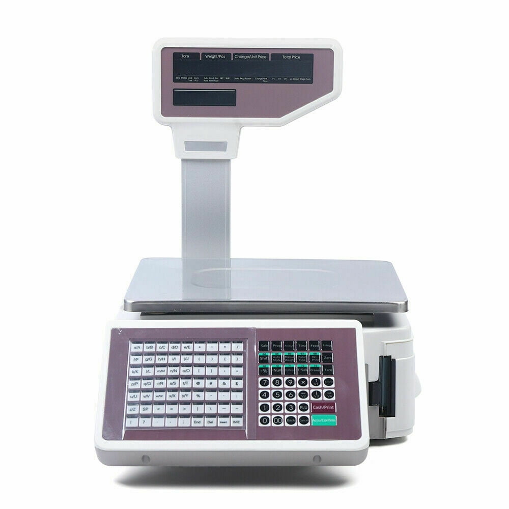 OUKANING Electronic Weight Scale Digital Price Computing Thermal Label  Printer 30KG