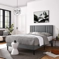 thumbnail image 7 of Bika Home BU1005G-Q Faux Leather Upholstered Platform Queen Size Bed, Grey, 7 of 7