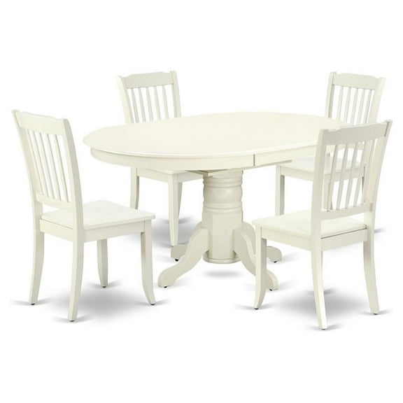 Pemberly Row 5-piece Dining Set w/ Vertical Slatted Chairs in White