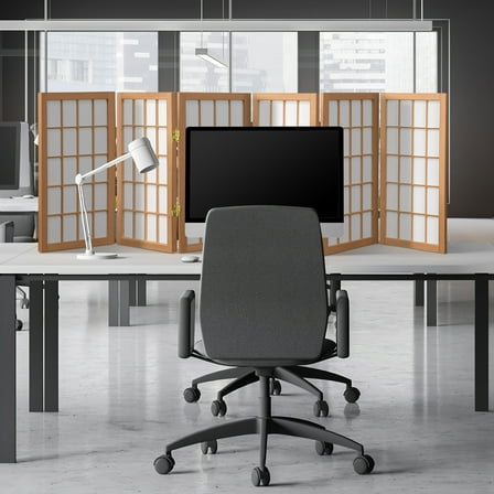 2 ft. Tall Desktop Window Pane Shoji Screen - Natural - 6 Panels